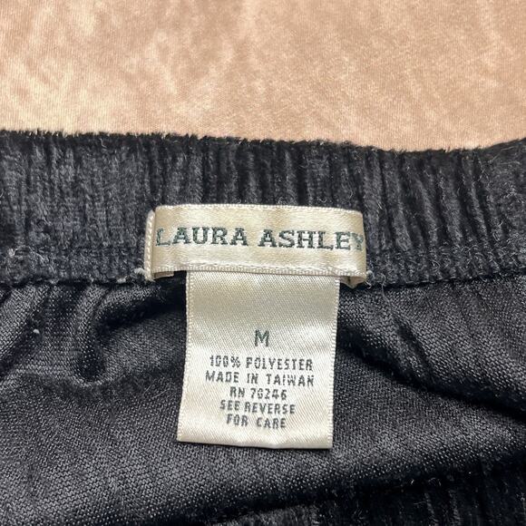 Vintage 90s Laura Ashley Black Velour Maxi Skirt Elastic Waist Whimsigoth Goth - Picture 3 of 6